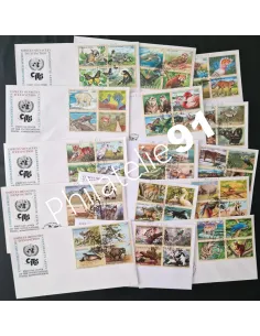 ONU, lot de 15 enveloppes 1er Jour, animaux, Collection lettres monde