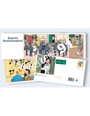 Prêt à poster avec carte anniversaire, Tintin, Timbres thématiques