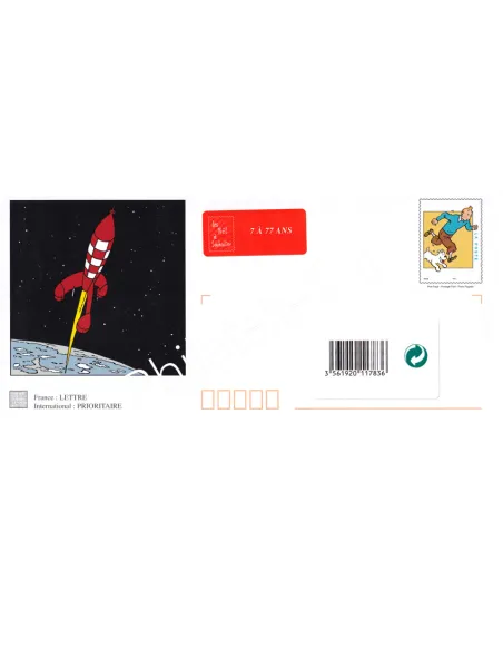 Prêt à poster avec carte et stickers, Tintin, Timbres thématiques