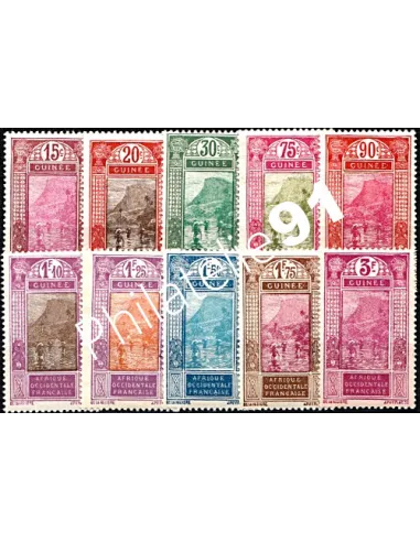 Timbres de Guinée n° 107 à 114, Gué de Kitim, timbres des colonies