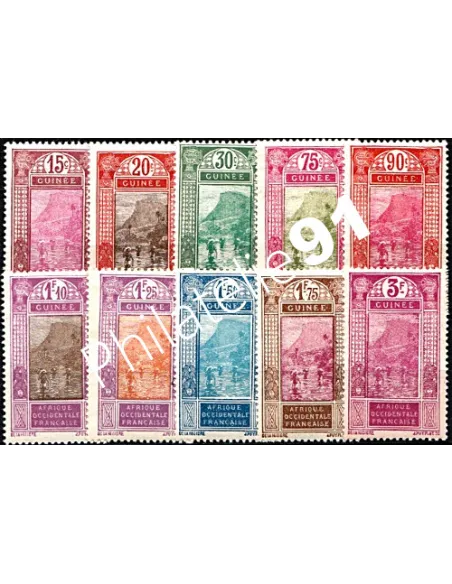 Timbres de Guinée n° 107 à 114, Gué de Kitim, timbres des colonies