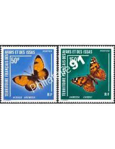 AFARS ET ISSAS, n° 438 à 439, papillons, timbres des colonies