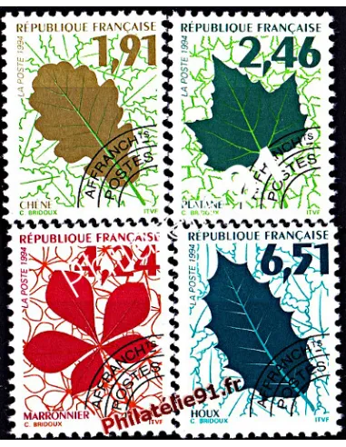 préoblitérés n° 232 à 235, Feuilles d'arbres - Chêne Timbres de France