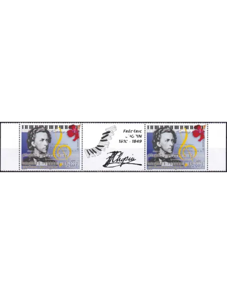 POLYNESIE n° 603, Paire avec vignette, Collection timbres Dom-Tom