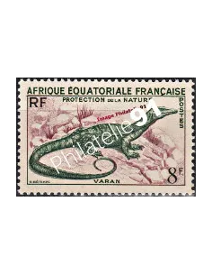 Timbre d'A.E.F. n° 231. Protection de la nature, varan, colonies