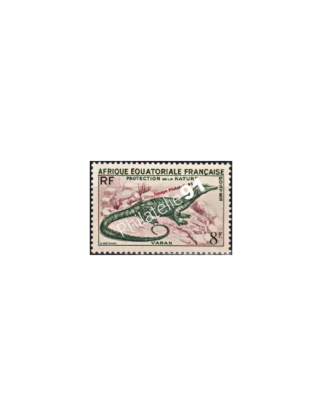 Timbre d'A.E.F. n° 231. Protection de la nature, varan, colonies