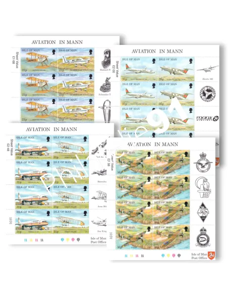 ILE DE MAN, n° 760 à 767, en 4 feuilles, timbres d'Europe