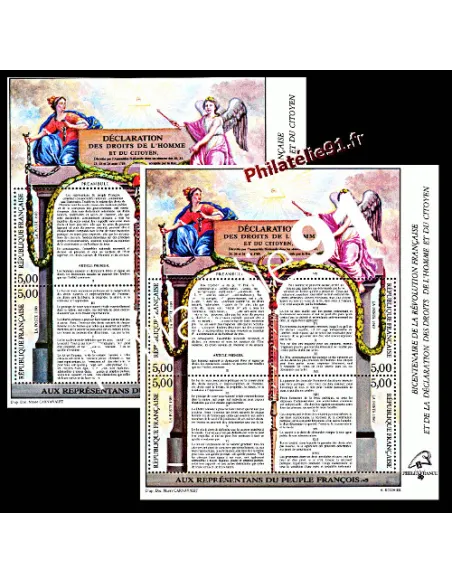 Bloc de Timbres de France n° 11 - Déclaration des Droits de l'Homme. Variété.