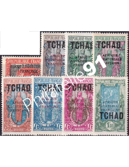 Timbres du Tchad n° 37 à 44, Collection timbres Colonies françaises