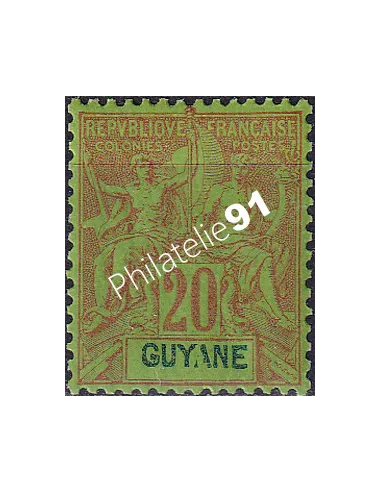 Guyane, n° 36 charnière, collection timbres Colonies françaises