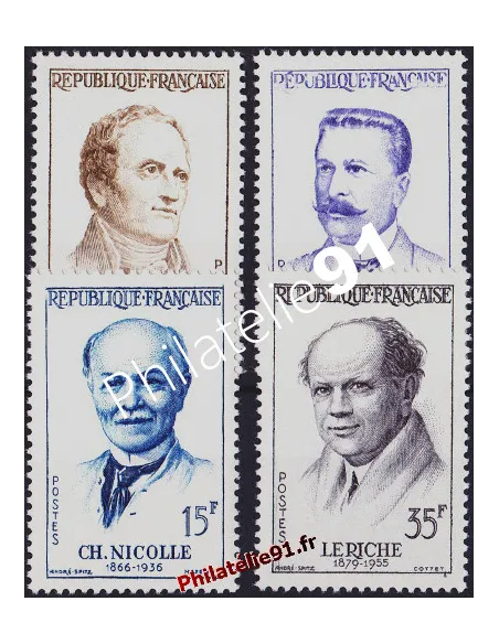 Série de Timbres de France n° 1142 à 1145 - Grands médecins