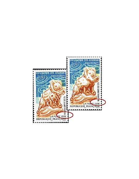 Variété : Timbre de France n° 2988 - Civilisation des Arawaks (Guadeloupe)