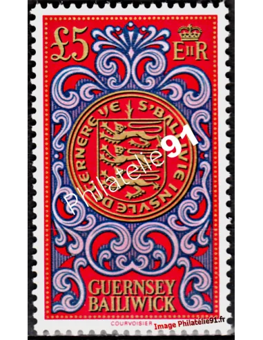 Timbre de GUERNESEY n° 219, SCEAU du bailiwick, timbre d'europe