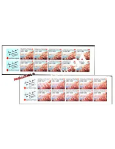 Bande Carnet de timbres de France n° 2040 - Croix Rouge. Variété : nuance de couleur.