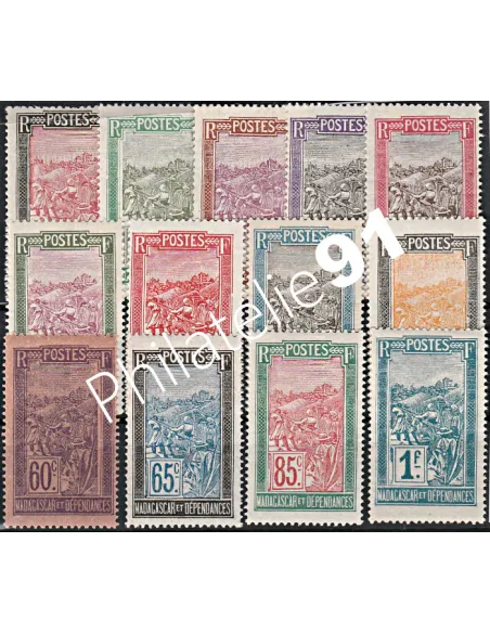 Timbres de Madagascar n° 131 à 143 -  timbres colonies Françaises