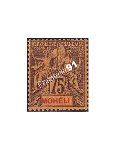 Mohéli, n° 13 charnière, timbre Colonies Françaises