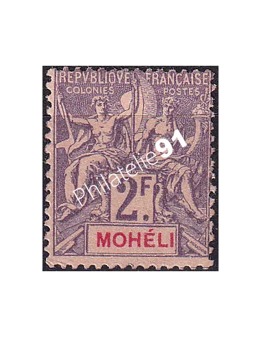 Mohéli, n° 15 charnière, timbre Colonies Françaises