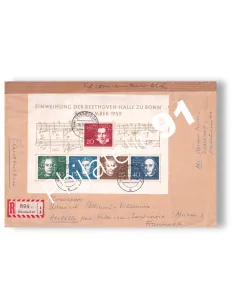 Allemagne, BF n° 1 oblitéré sur enveloppe Recommandée, timbres Europe