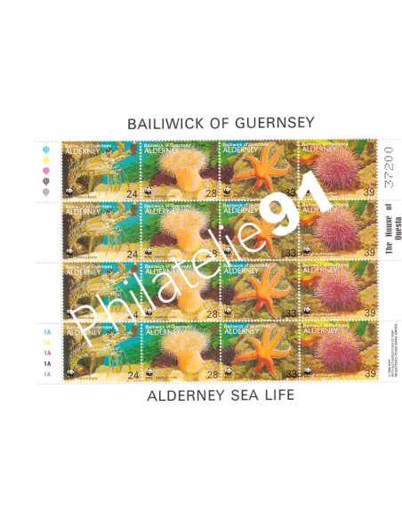 Alderney, n° 61 à 64 en Feuille, Collection Timbres Europe