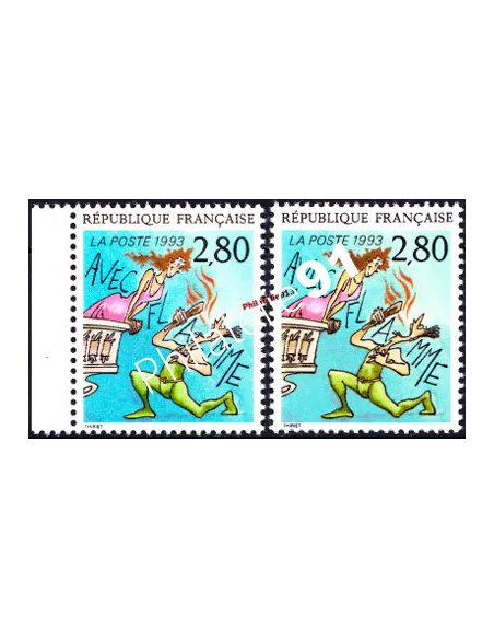 Timbre de France n° 2840b - Bande Déssinée . Variété.