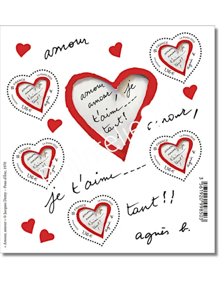 Bloc coeur agnès b., timbres de France 2023