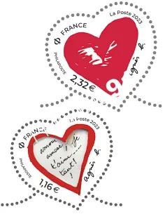 timbres coeur agnès b., timbres de France 2023