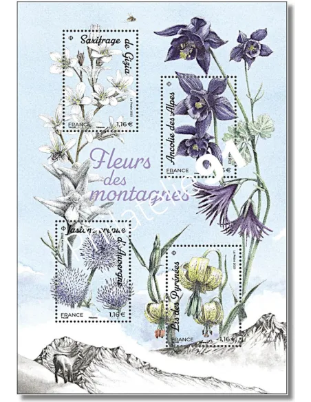 Feuille n° 5652, fleurs des montagnes, timbres de France 2023