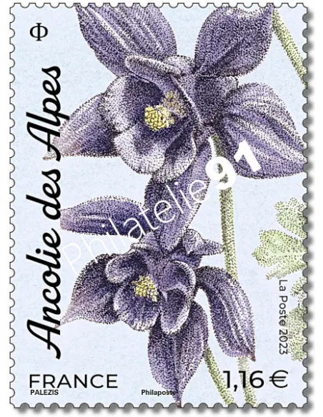 Timbre n° 5652, Ancolie des Alpes, collection timbres de France 2023