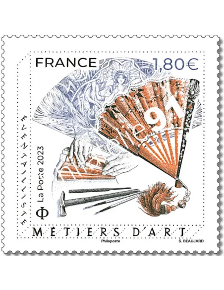 Timbre métiers d'art, éventailliste, collection timbre de France 2023