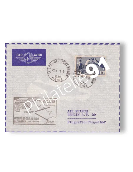 France, enveloppe 1er vol France-Berlin, lettres France