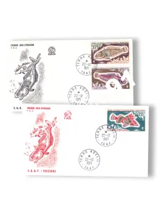 TAAF, n° 43 à 45 oblitérés sur enveloppes 1er Jour, timbres Dom-Tom