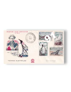 TAAF, n° 13A, 13B, 16, 17 oblitérés sur enveloppe 1er Jour, Dom-Tom