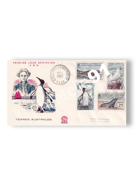TAAF, n° 13A, 13B, 16, 17 oblitérés sur enveloppe 1er Jour, Dom-Tom