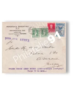 Argentine, enveloppe 1er vol "Buenos-Aires-Asuncion", lettres Monde