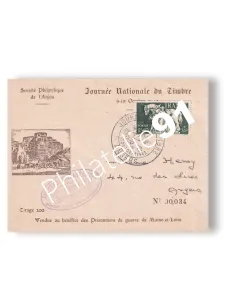 n° 586 oblitéré seul sur enveloppe Journée du Timbre, lettres France