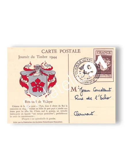 France, Carte Maximum Journée du Timbre 1944, lettres France