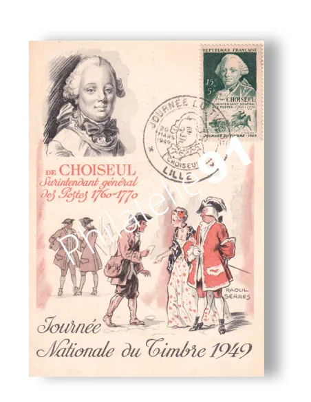 France, Carte Maximum Journée du Timbre 1949, lettres France