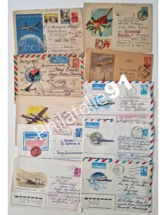 Russie, Lot d'entiers postaux, avions, lettres Europe