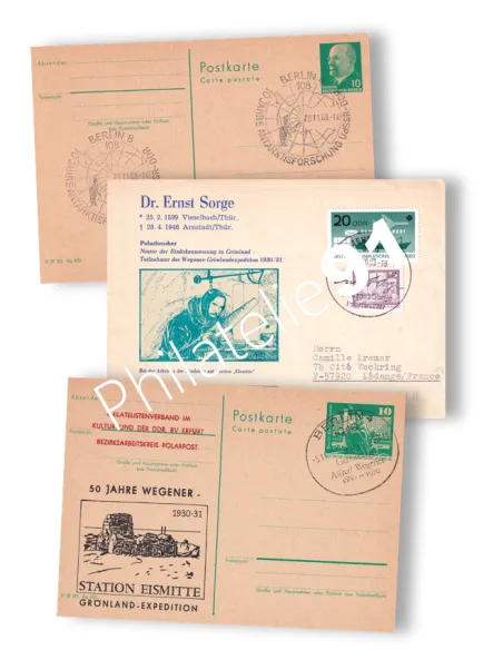 Allemagne, Lot de 3 Entiers Postaux oblitérés, polaire, lettres Europe