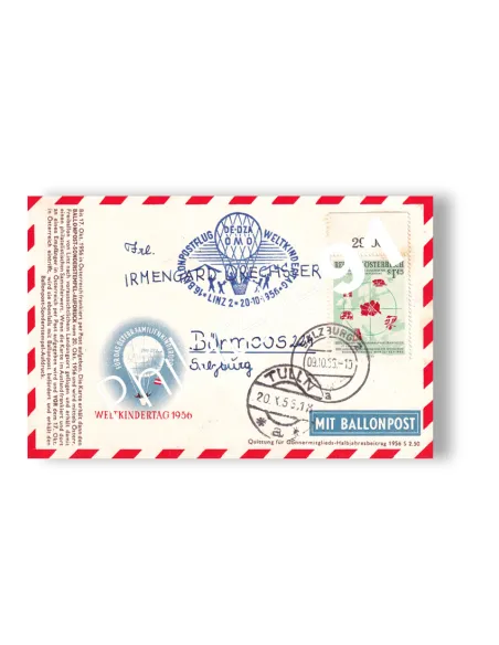 Autriche, carte transportée par ballon, lettres Europe