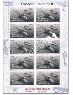 Feuille PA n° 92a, Chasseur Dewoitine D1, timbre de France