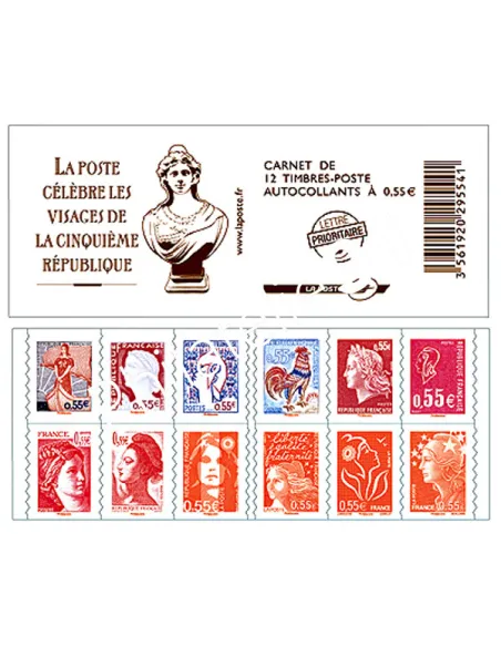 ADH. n° 225 à 236 (n° 4287 à 4298) Marianne - Carnet autoadhésif