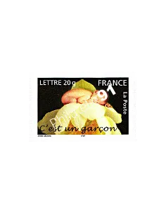 Timbre de France autoadhésif n° 55  (n° 3805) Timbre de naissance "C'est un garçon"