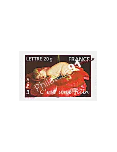 timbre de France adhésif n°  54 (n° 3804) Timbre de naissance "C'est une fille"