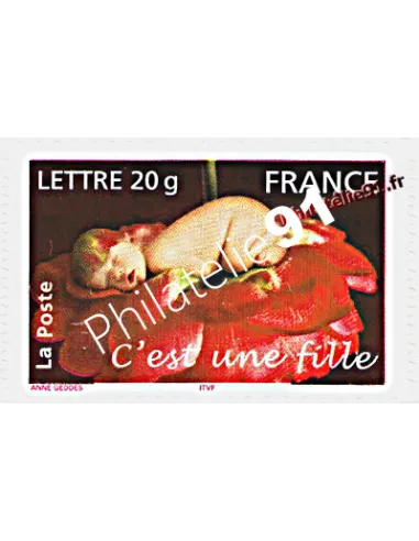 timbre de France adhésif n°  54 (n° 3804) Timbre de naissance "C'est une fille"