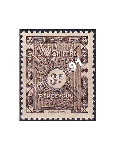 COTE DES SOMALIS, Taxe n° 20 charnière, timbre colonies françaises