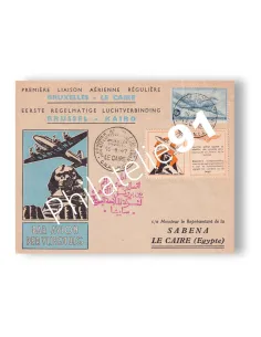 Belgique, Enveloppe 1er vol "Bruxelles-Le Caire", lettres Europe