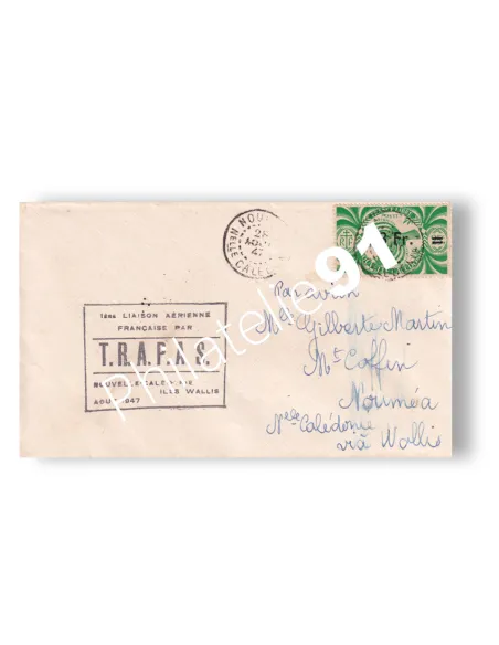 Nouvelle-Calédonie, Enveloppe 1er vol par "T.R.A.P.A.S", lettres Dom-Tom