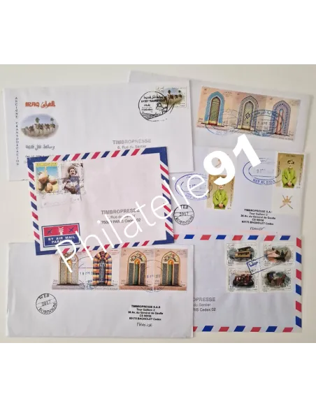 Lot de 6 enveloppes "Timbropresse" oblitérées, lettres Monde
