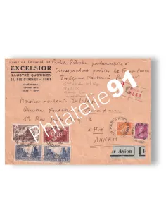 France, enveloppe oblitérée pour l'Indochine, lettres France